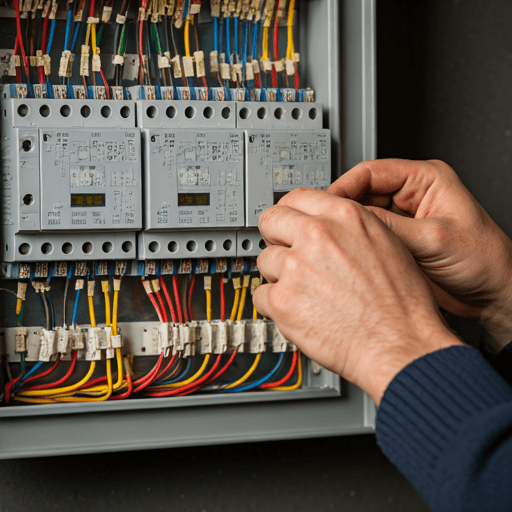 Técnico trabajando en tablero eléctrico